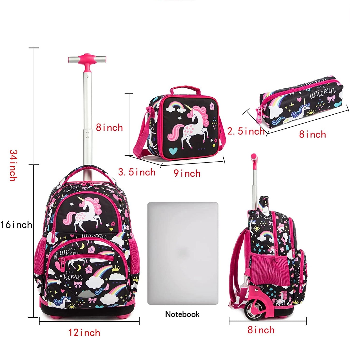 Kids School Rolling Backpack Bag for girls School Trolley Bag for boys Laptop Trolley Backpack Bag Children Rolling luggage Bags