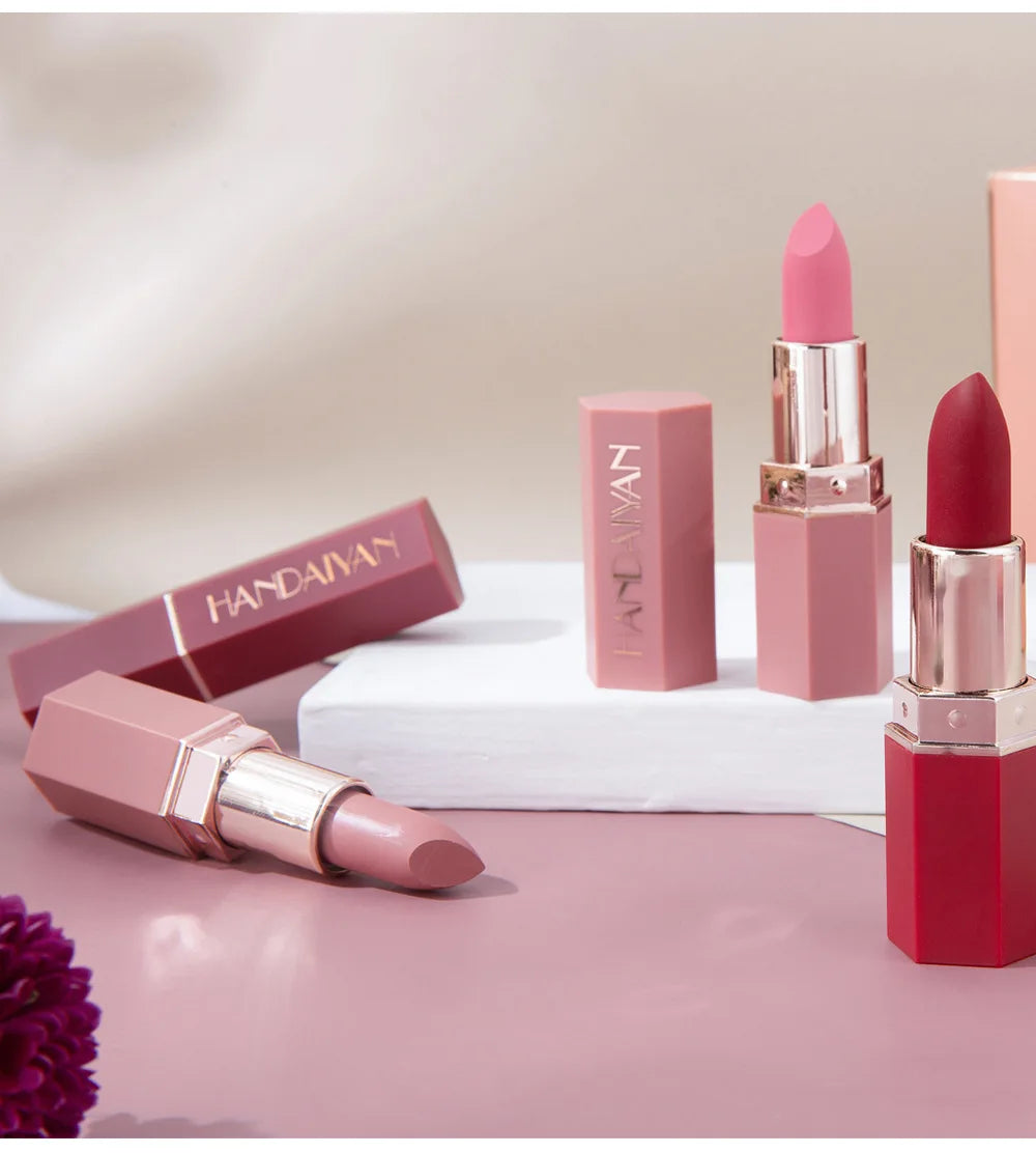 6 Colors Nude Matte Lipstick Waterproof Long Lasting Lip Stick Rose Red Pink Velvet Nonstick cup Lipsticks Makeup Cosmetics