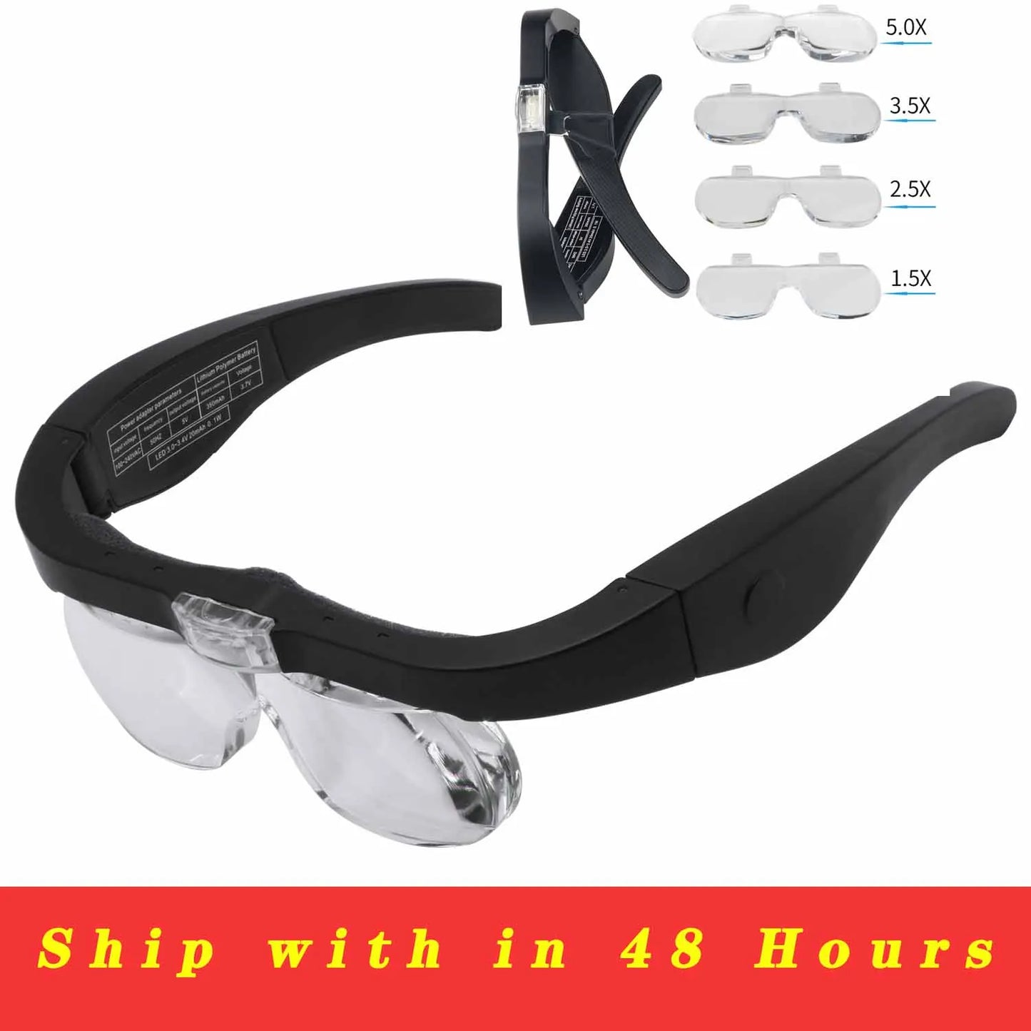 Magnifying Glasses Magnifier1.5X 2.5X 3.5X 5.0X USB Rechargeable With LED Light For Reading Jewelers Watchmaker Repair Wearing
