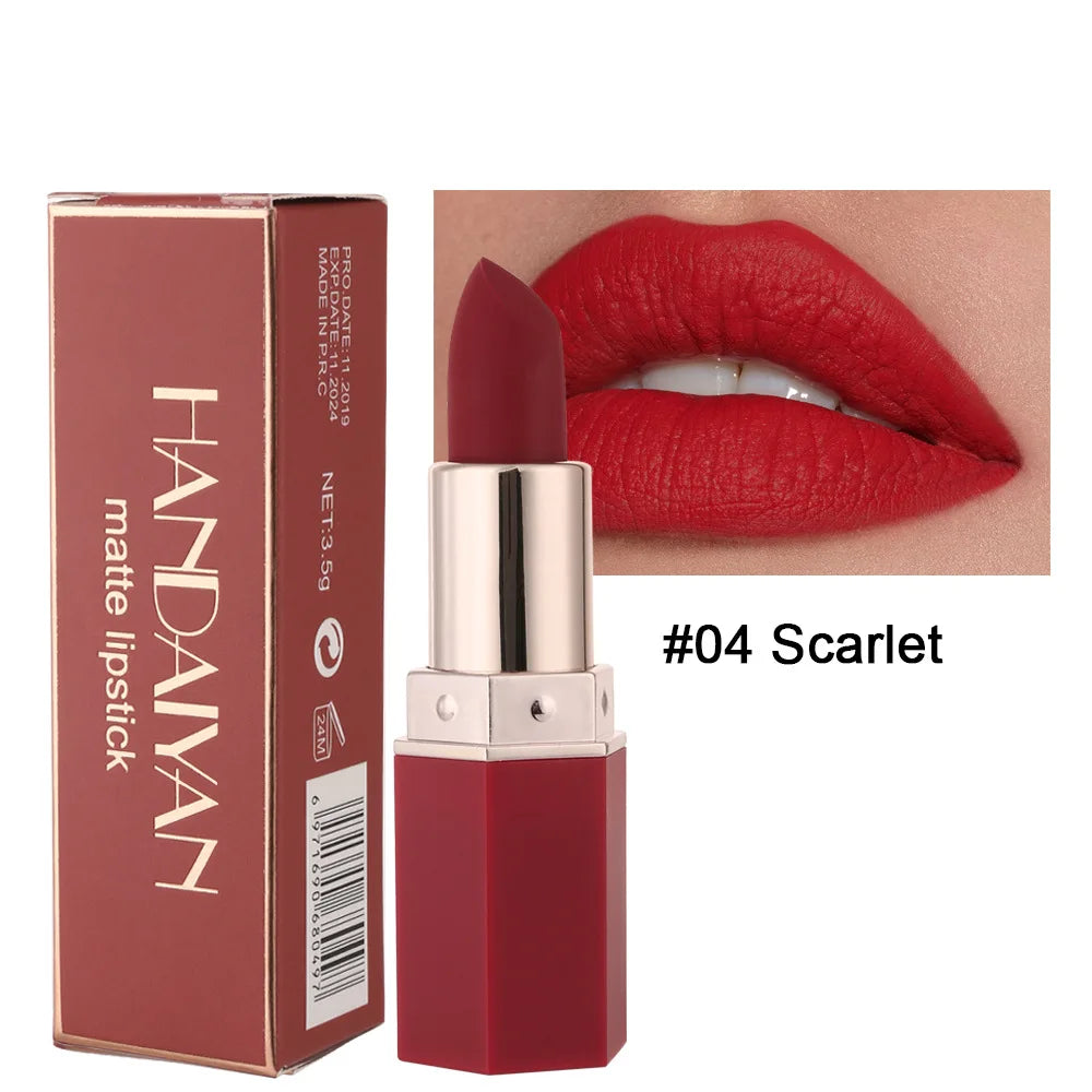 6 Colors Nude Matte Lipstick Waterproof Long Lasting Lip Stick Rose Red Pink Velvet Nonstick cup Lipsticks Makeup Cosmetics