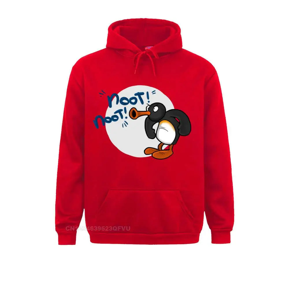 Noot Noot Pingu Hoodies Men Cotton Funny Hoodie Round Collar Penguin Meme Funny Cartoon Tees Clothes Printing