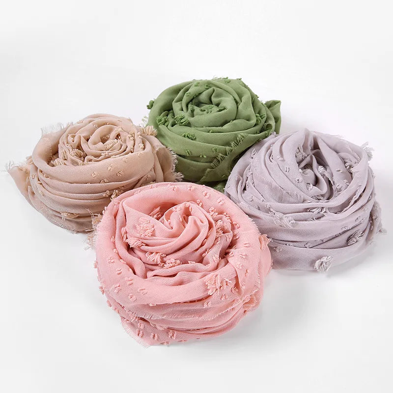 New islamic Hijab Femme Musulman Malaysia Hijabs Flocked Bubble Fashion Scarf Hijab For Muslim Women Stretch Headscarf