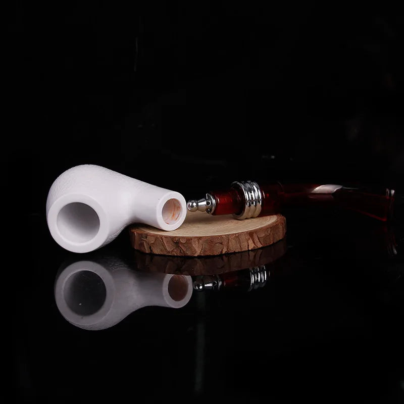 Resin Pipes Chimney Double Filter Wood Smoking Pipe Herb Tobacco Pipe Cigar Grinder Smoke