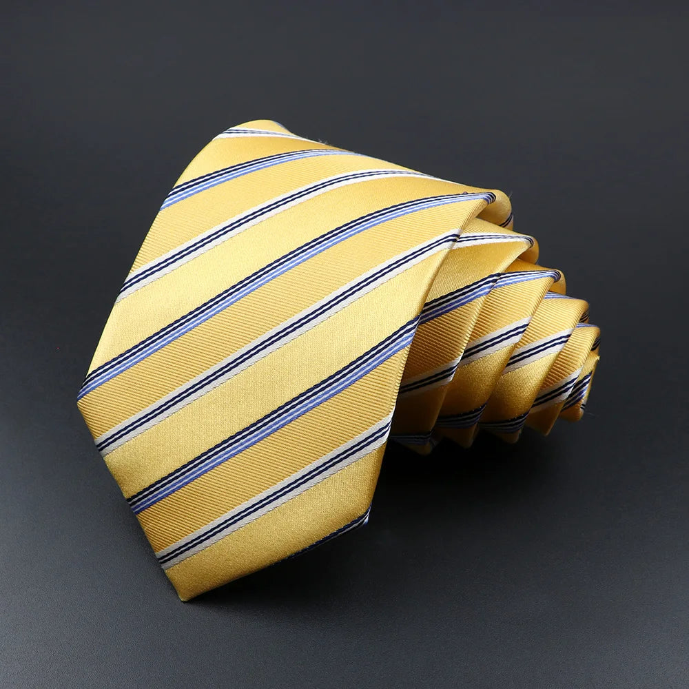 100% Silk Tie 8 cm Stripe Necktie High Quantity Plaid Ties For Men Slim Cravat Neckties Business Meeting Suit Dress Gravatas