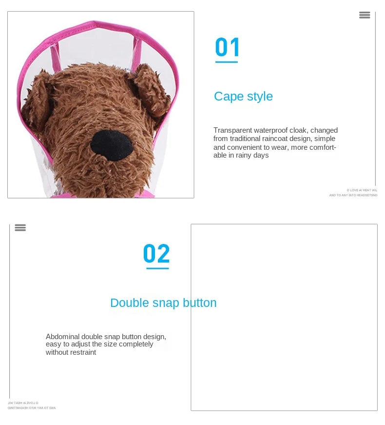 Pet Dog Puppy Transparent Rainwear Raincoat Pet Hooded Waterproof Jacket Clothes