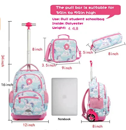 Kids School Rolling Backpack Bag for girls School Trolley Bag for boys Laptop Trolley Backpack Bag Children Rolling luggage Bags