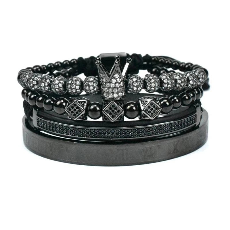 Men Bracelet jewelry 4pcs/set crown charms Macrame beads Bracelets Braiding Man Luxury Jewelry for women bracelet gift