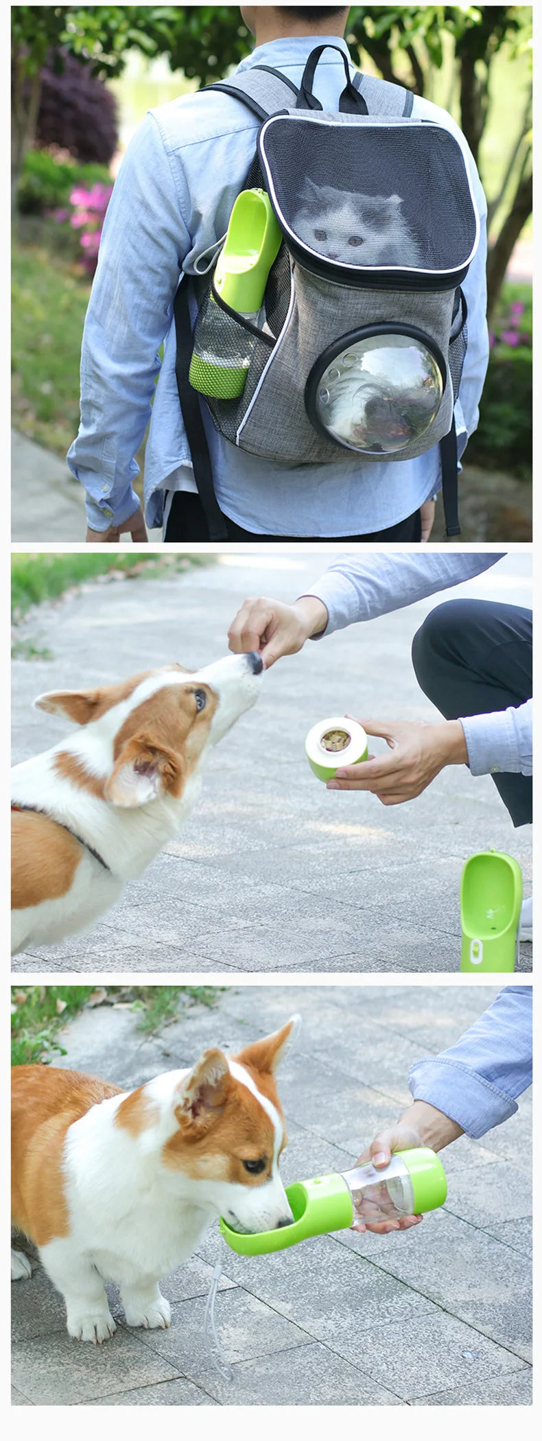 Pet Dog Water Bottle Portable Drinking Water Feeder Bowl Cat Food Feeding For Puppy Outdoor Walking Travel Supplies Pet Products
