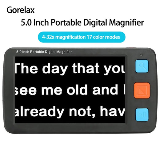 5.0 Inch HD Electronics Reading Magnifier, Portable Digital Magnifying 4X-32X 5 Modes Handheld Magnifi Vision Aid for Low Vision