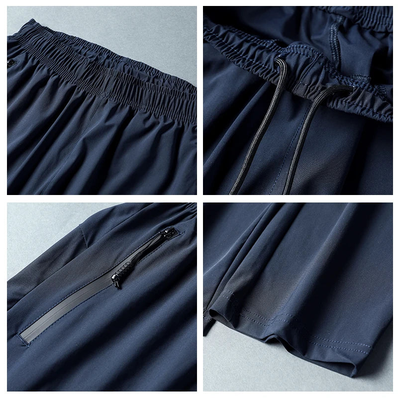 Running Pants Men Sport Jogging Fitness Yoga Training Basketball Football Long Leggings Ice Silk Elastic Quick Drying Trousers