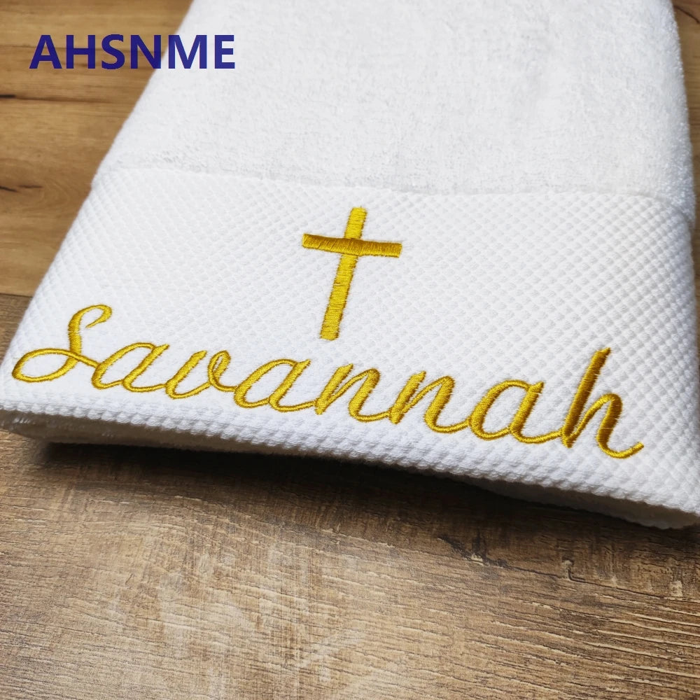 Black & White Cotton Bath & Hand Towels Custom Embroidery Logo Free Design Personalized for Hotels Resorts B&Bs Salons Spas Mass