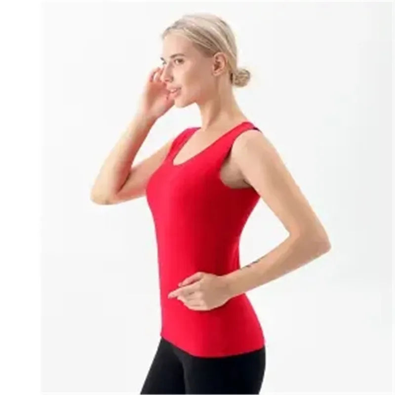 Thermal Shirt Women Sleeveless Elastic Velvet Vest Women Thermal Top V Neckline Warm Underwear Women Soft thermo shirt women