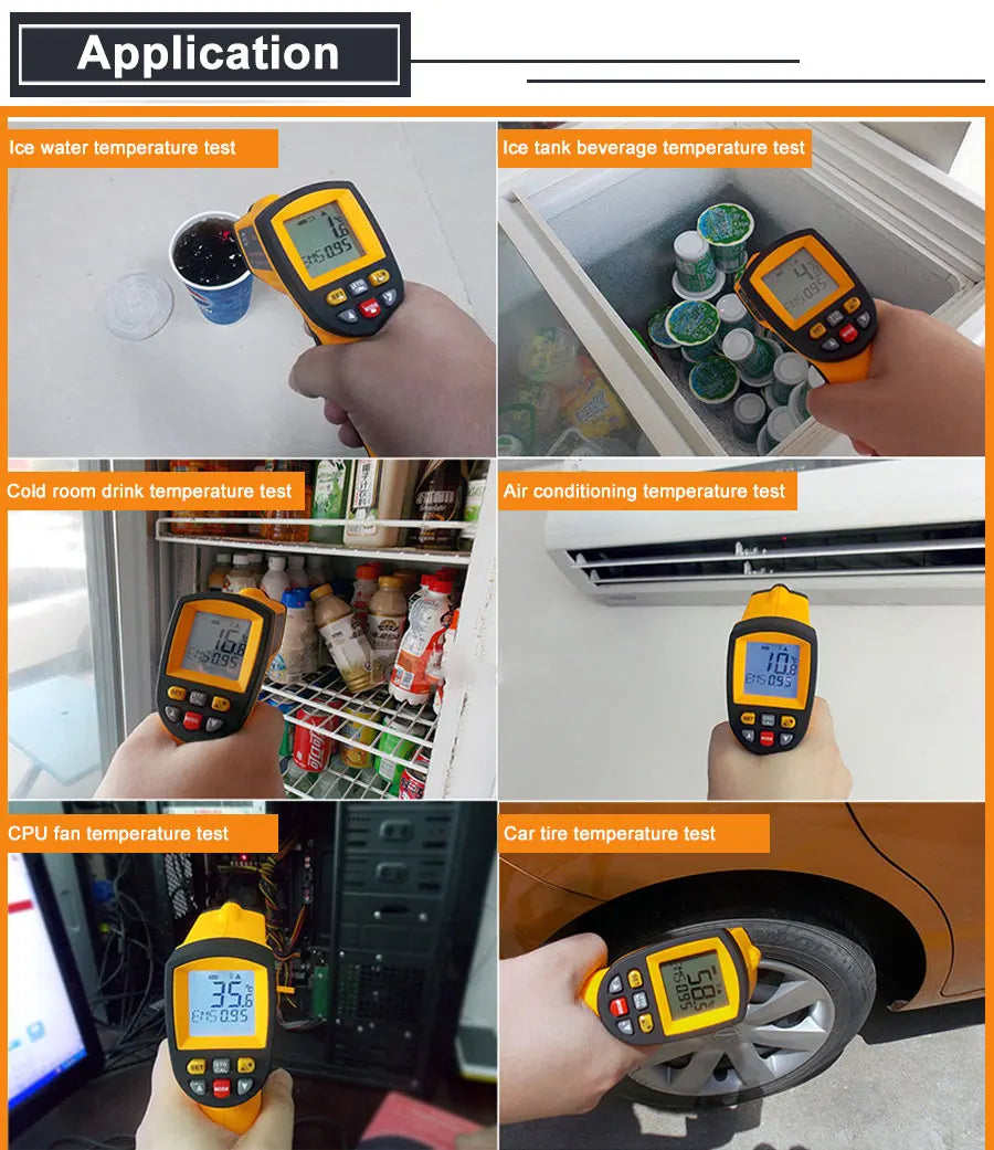 RZ Infrared Thermometer Non-Contact Temperature Meter Gun Handheld Digital LCD Industrial Outdoor Laser Pyrometer IR Thermometer