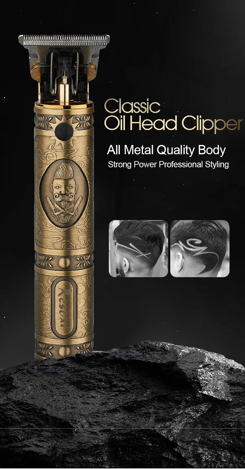 Professional T Bald Head Hair Trimmer Barber Rechargeable Hair Clipper Men Hair Cutting Machine Beard Trimmer 0mm Razor Shaver
