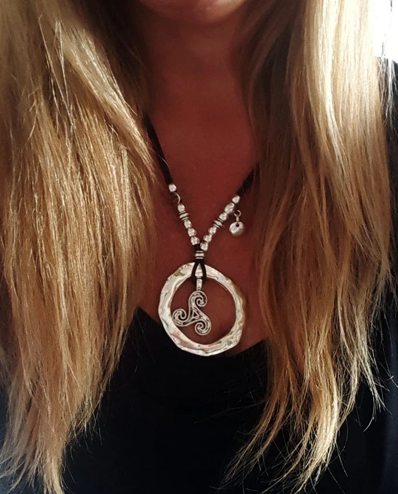 Bohemian Wrap Necklace, Layered Choker, Circle Lariat Y Necklaces, Eternity Necklaces, Hippie Boho Bohemian Minimalist Jewelry