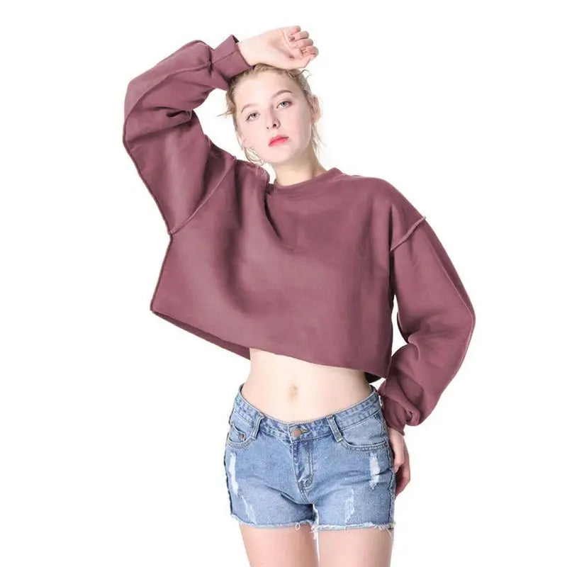 Thick Oversized Women Sweatshirt Hoodies Warm Fleece Casual Long Sleeve Harajuku Streetwear Crop Pullover Ropa Mujer