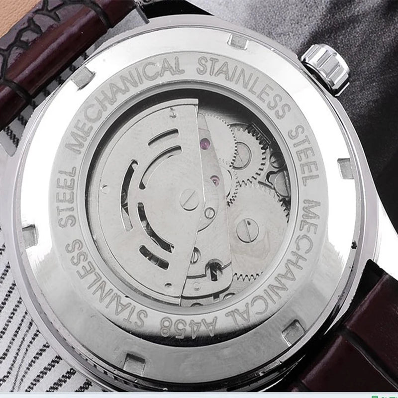 Simple Mechanical Wristwatch with Automatic Date Leather Strap 2021 New Dropshipping Best Selling Watch Механические мужские час