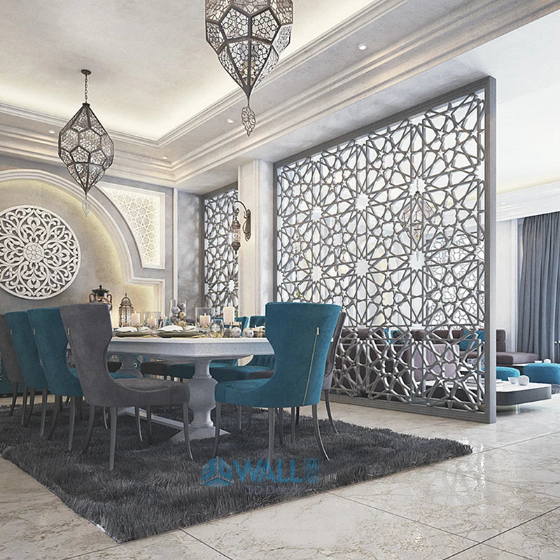 Islamic Mosque Morocco Decor Wall Art Painting Golden 3D Wall Stickers Muslim 3D Wall Panel Bohemia Arab Modern Home Room Decor