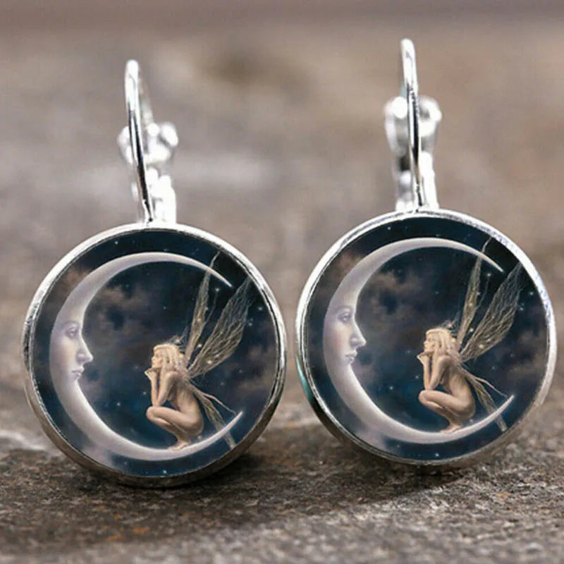 Islamic Muslim Logo Pendant Earrings Glass Convex Charm Pendant Alloy Metal Arabic Religious Jewelry