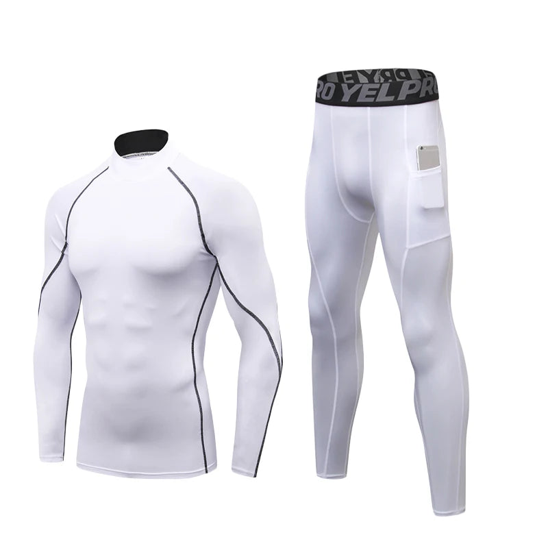 Thermal Underwear Sets Men High Collar Winter Long Johns Thermo Underwear Compression Sweat Quick Drying Thermal Clothing