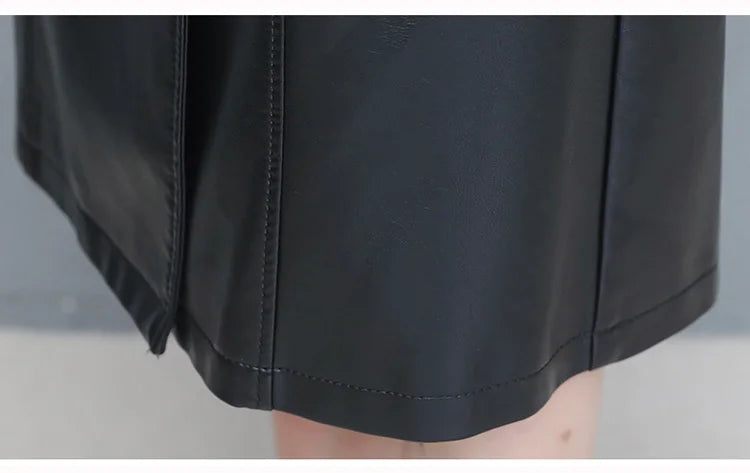 M-7XL New Women Sheepskin Coat Spring Autumn 2025 Fashion Double Breasted Long Jacket Sheep Leather Overcoat Suede Outerwear