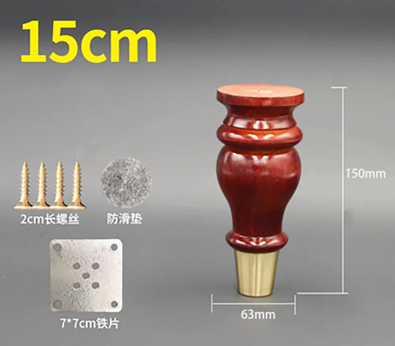 4pcs/lot Wooden Sofa Legs Cabinet Feet with Gold Covers Wardrobe Leg Wood Holder For Furniture TV cabinet Foot Side Table Leg
