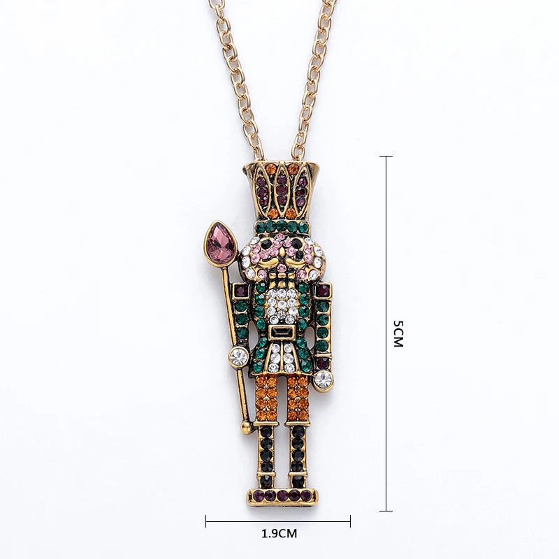 Harong Nutcracker Ballet Necklace Classic Cute Inlay Zircon Pendant Necklace for Women Girl Jewelry Gifts