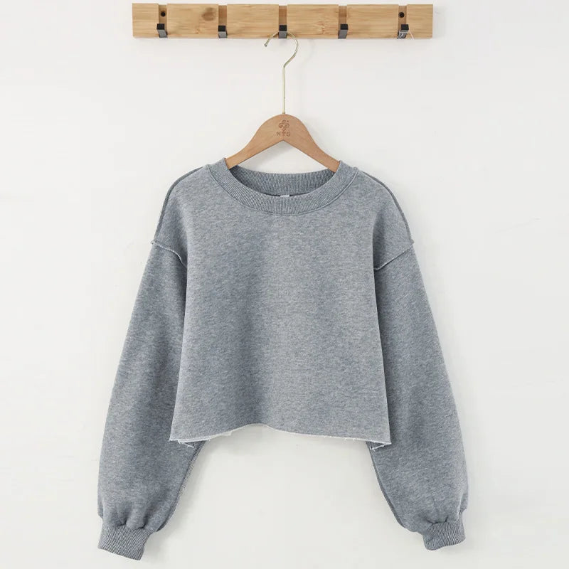 Thick Oversized Women Sweatshirt Hoodies Warm Fleece Casual Long Sleeve Harajuku Streetwear Crop Pullover Ropa Mujer