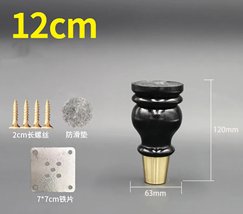 4pcs/lot Wooden Sofa Legs Cabinet Feet with Gold Covers Wardrobe Leg Wood Holder For Furniture TV cabinet Foot Side Table Leg