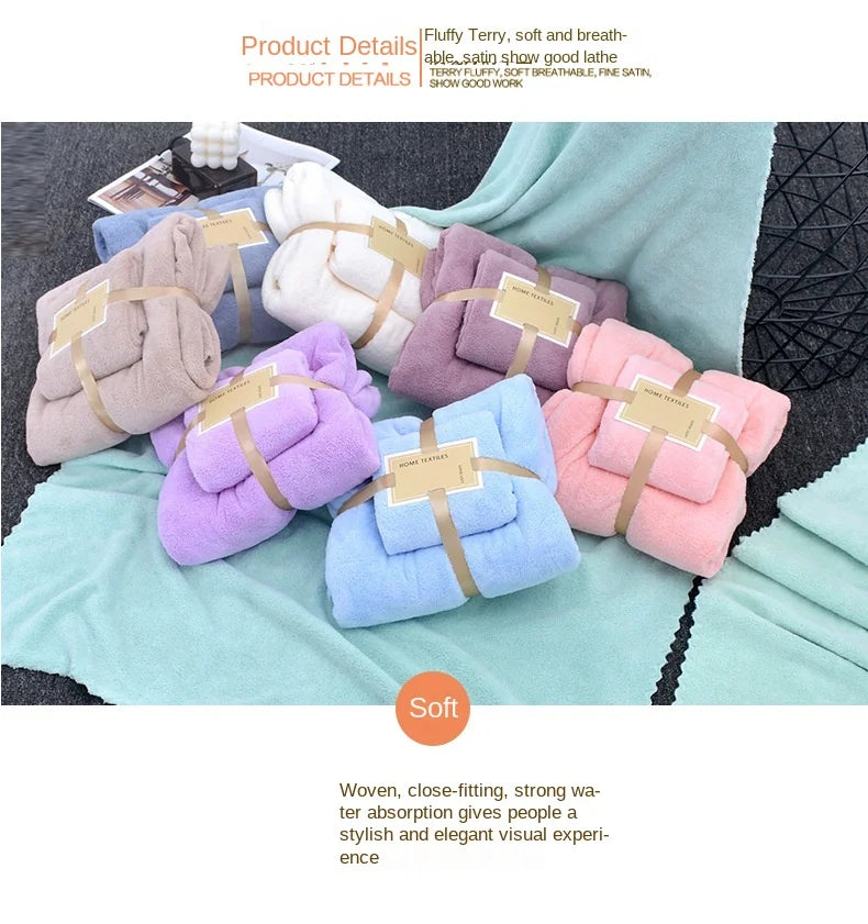 Cotton Bath Towels for Adults, 70x140cm 35x75cm 2pcs, High Absorbent Soft Bath Towel + Face Towels, Luxury Super Large Towel Set
