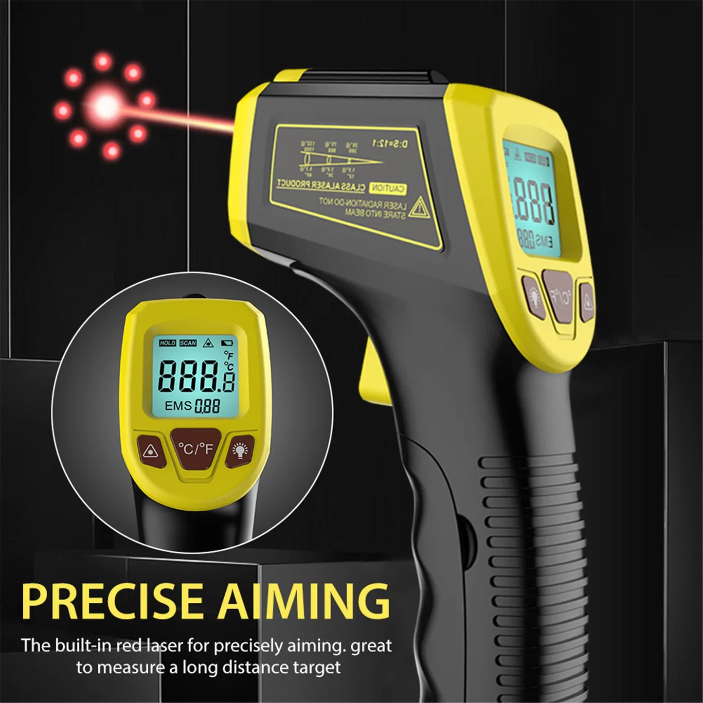 Digital Infrared Thermometer Non Contact Laser IR Temperature LCD DisplayPyrometer Tester Industrial Temperature Instrument