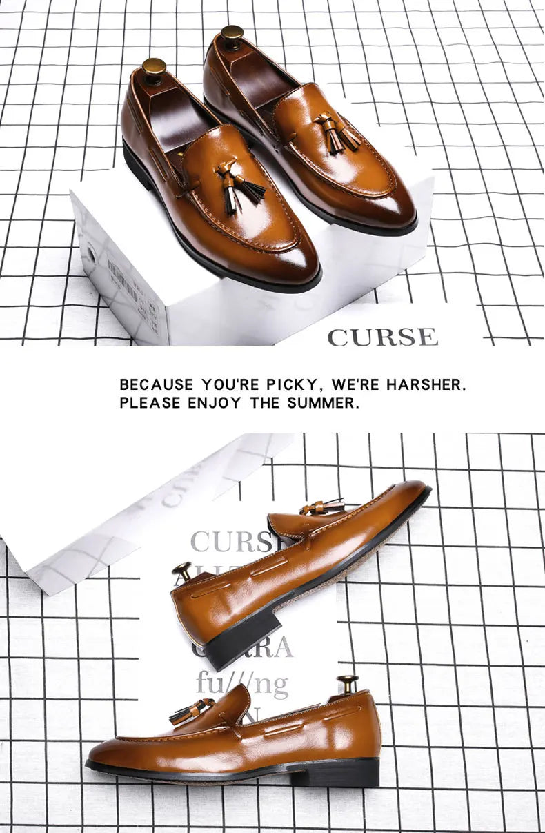 New Men Tassel Loafers Leather Formal Shoes Elegant Dress Shoe Simple Slip On Man Casual Footwear Zapato Hombre