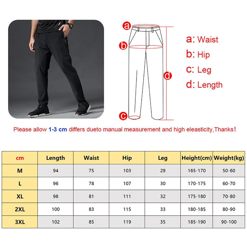 Running Pants Men Sport Jogging Fitness Yoga Training Basketball Football Long Leggings Ice Silk Elastic Quick Drying Trousers