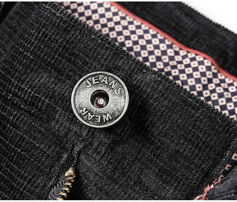 Spring Autumn New Men Pants Corduroy Fabric Comfortable Soft Casual Business Office Male Trousers Khaki Apricot Black Blue