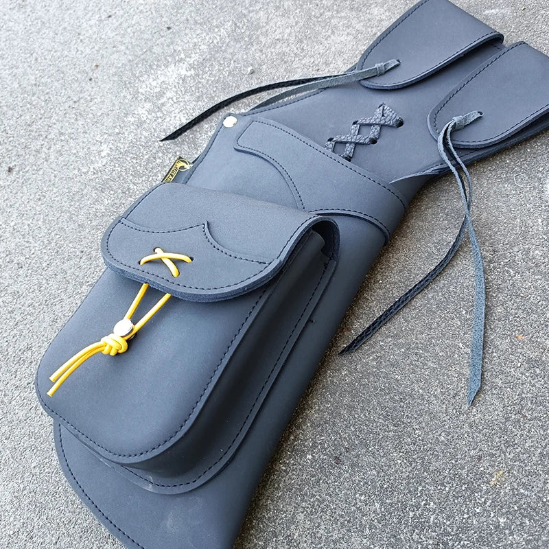 Archery Traditional Cowhide Arrow Quiver  Arrow Bag Arrow Holder For Recurve and Compound bow Hunting and Shooting