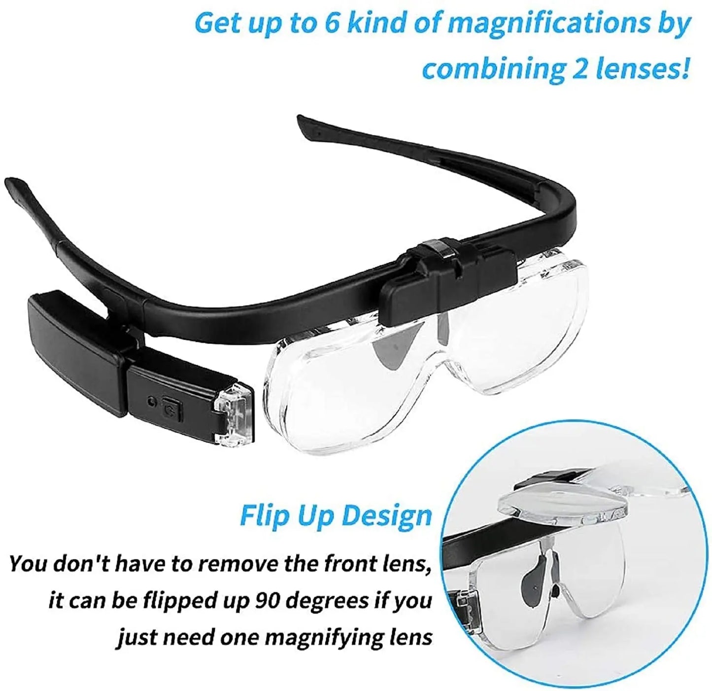 Magnifying Glasses Magnifier 1.5X/2X/ 2.5X/3.5X/4X/4.5X USB Rechargeable With LED Light For Reading Jewelers Watchmaker Repair