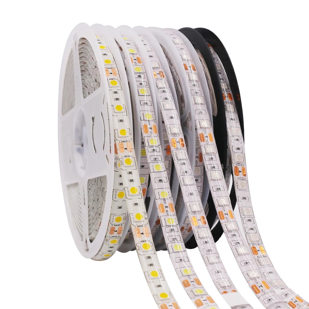 LED Strip 5050 2835 Flexible Home Decoration Lighting 60LEDs/m RGB Waterproof LED Tape Cold Warm White/Blue/Green/Red 5m/lot 12V