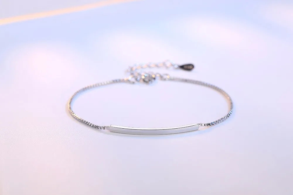 925 Sterling Silver Chain Bracelets Pure Sterling Silver 925 Simple Bracelets Jewelry Pulseras Pulseira es Plata