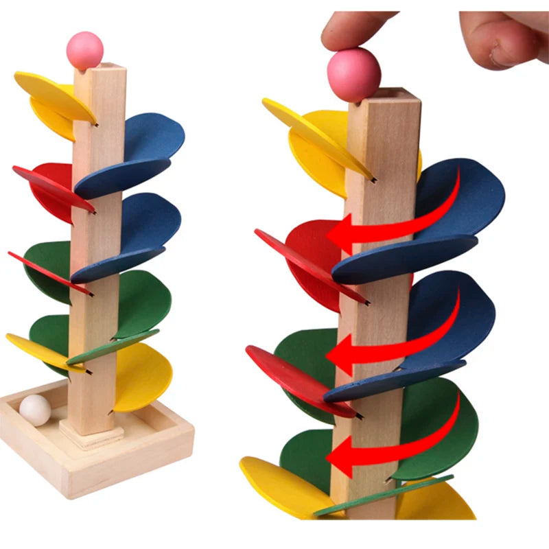 Mini Colorful Tree Marble Ball Run Track Building Blocks Kids Wooden Toys Montessori Learning Educational Toys for Children