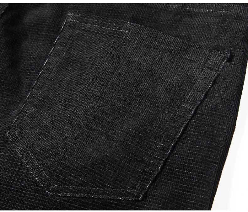 Spring Autumn New Men Pants Corduroy Fabric Comfortable Soft Casual Business Office Male Trousers Khaki Apricot Black Blue