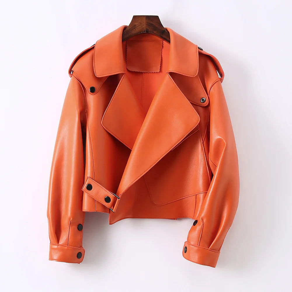 2025 26 Colours Women's Genuine Leather Jacket New Fashion Real Leather Coat Lady Autumn Winter Sheepskin Leather S7547