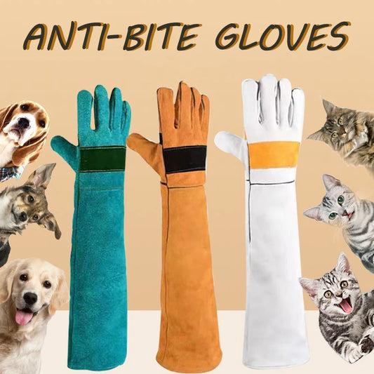 Leather Pet Gloves Anti-grasping Anti Bite Protective Cowhide Gloves Cat Dog Gardening Work Gloves Pets Training Handling Gloves