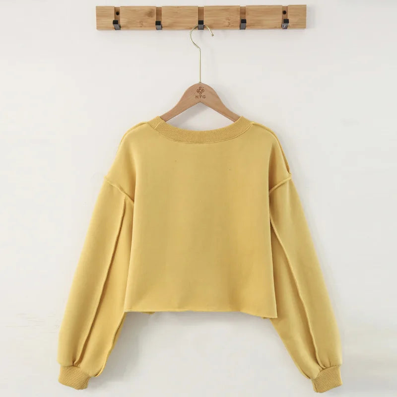 Thick Oversized Women Sweatshirt Hoodies Warm Fleece Casual Long Sleeve Harajuku Streetwear Crop Pullover Ropa Mujer