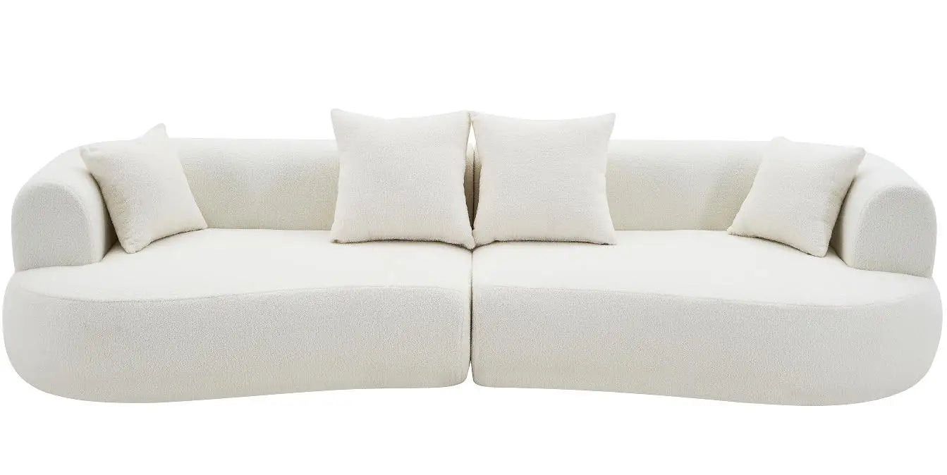 Modern White Sherpa Fabric Curved Sofa Set Convertible Adjustable Semi-Circular Boucle Bed Home Furniture for Hotel Apartment