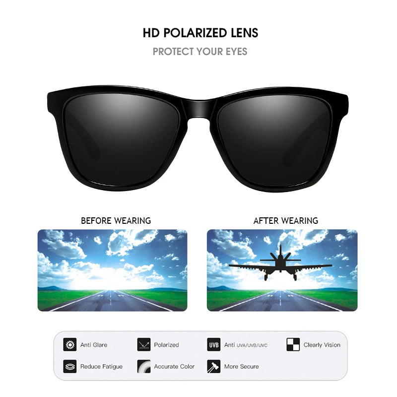 Classic Square Polarized Sunglasses Men Women Fashion Driving Sun Glasses Reduce Glare Outdoor Shades UV400