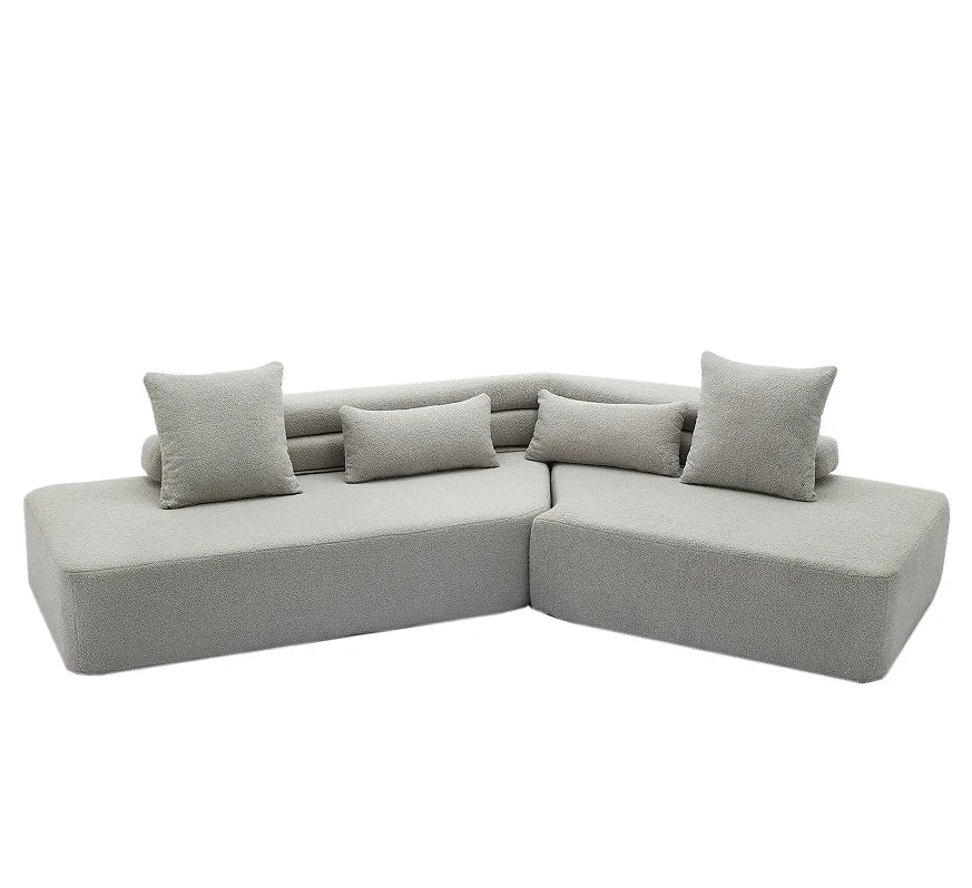 Modern Convertible 4-Seater Modular Sofa Set Apartment & Hotel Use No Assembly Required Boucle Teddy Fabric Upholstered