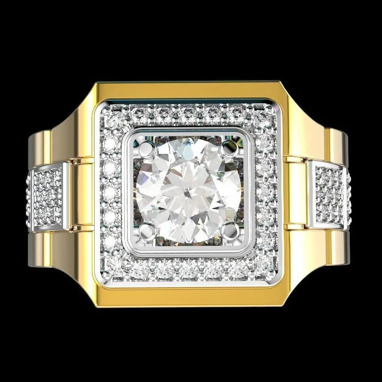 14 K Gold White Diamond Ring for Men Fashion Bijoux Femme Jewellery Natural Gemstones Bague Homme 2 Carats Diamond Ring Males