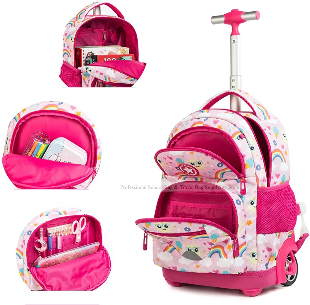 Kids School Rolling Backpack Bag for girls School Trolley Bag for boys Laptop Trolley Backpack Bag Children Rolling luggage Bags