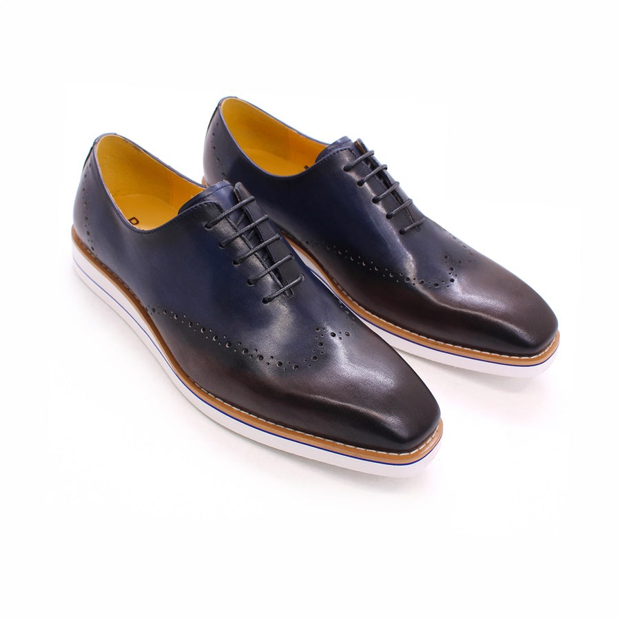 Genuine Leather Men's Casual Shoes Comfortable Lace-Up Brogue Handmade Flat Shoes Office Party Dating Formal Dress Men's Shoes