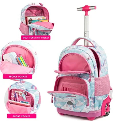 Kids School Rolling Backpack Bag for girls School Trolley Bag for boys Laptop Trolley Backpack Bag Children Rolling luggage Bags